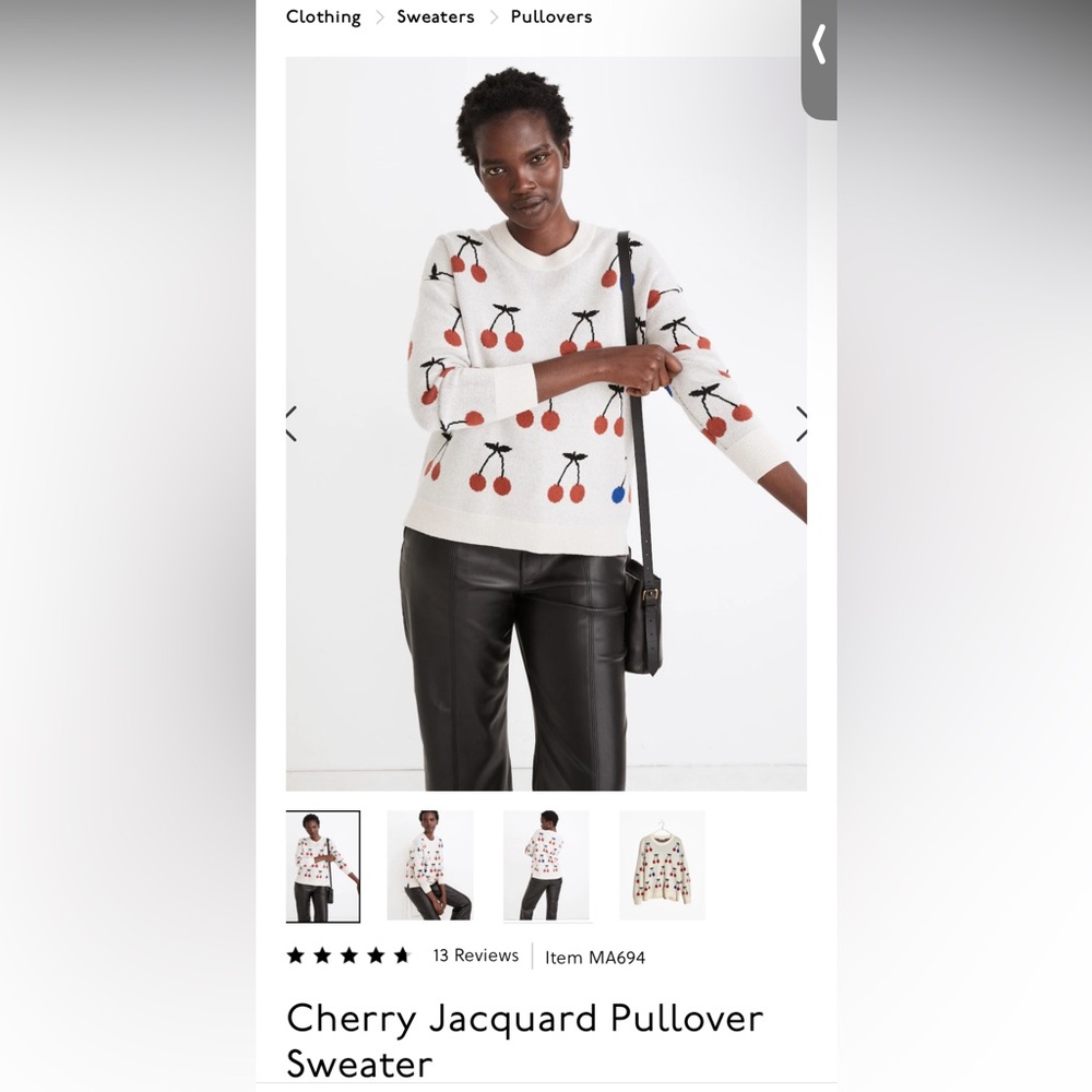 Cherry Jacquard Pullover Sweater